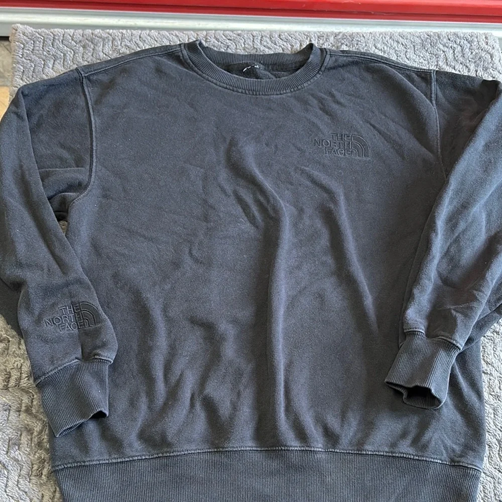 The North Face Men's Dark Gray Crewneck size large embroidered logos